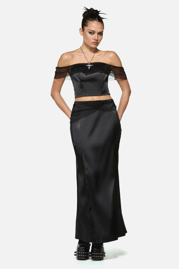 Black Friday - Esmeralda Formal Goth Midi Skirt - black