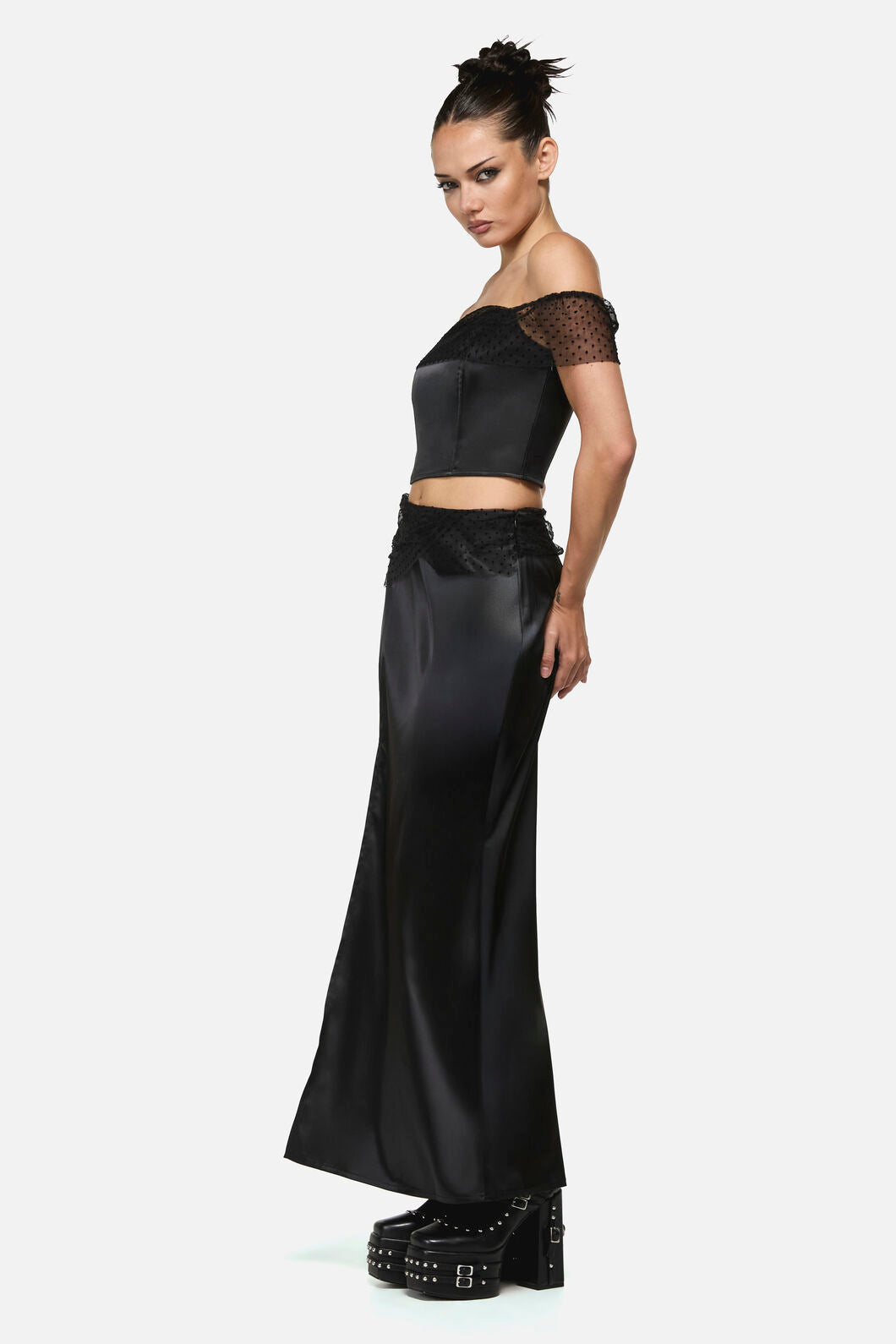 Black Friday - Esmeralda Formal Goth Midi Skirt - black
