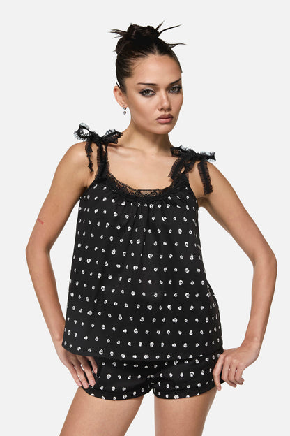 Black Friday - Cranium Goth Lace Tank Top - black