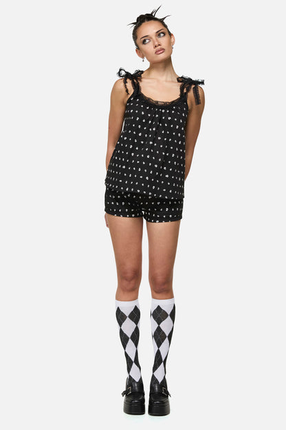 Black Friday - Cranium Goth Lace Tank Top - black