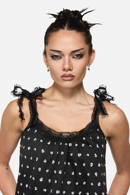 Black Friday - Cranium Goth Lace Tank Top - black