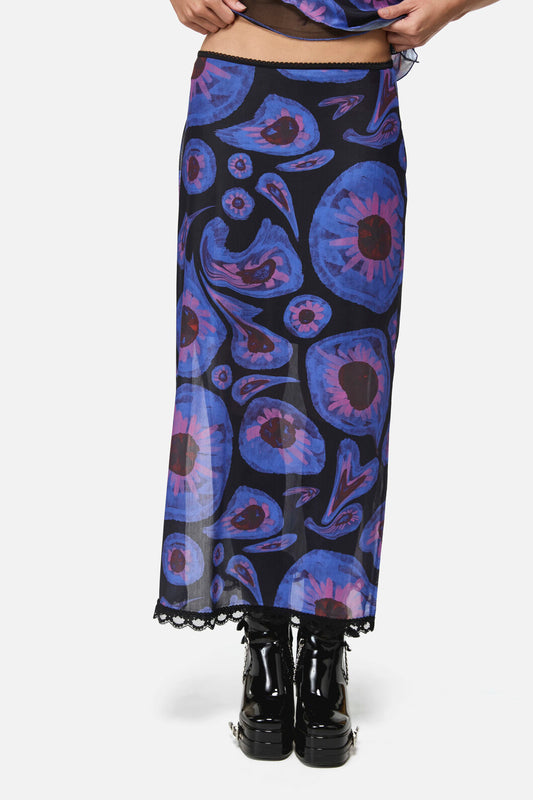 Black Friday - Unseen Geo Mesh Skirt - blue-black