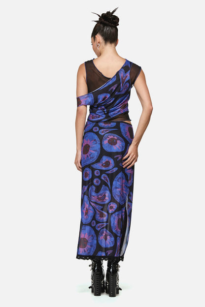 Black Friday - Unseen Geo Mesh Skirt - blue-black