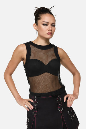Black Friday - Grunge Fishnet Tank - blue