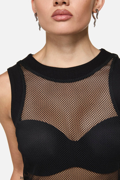 Black Friday - Grunge Fishnet Tank - blue