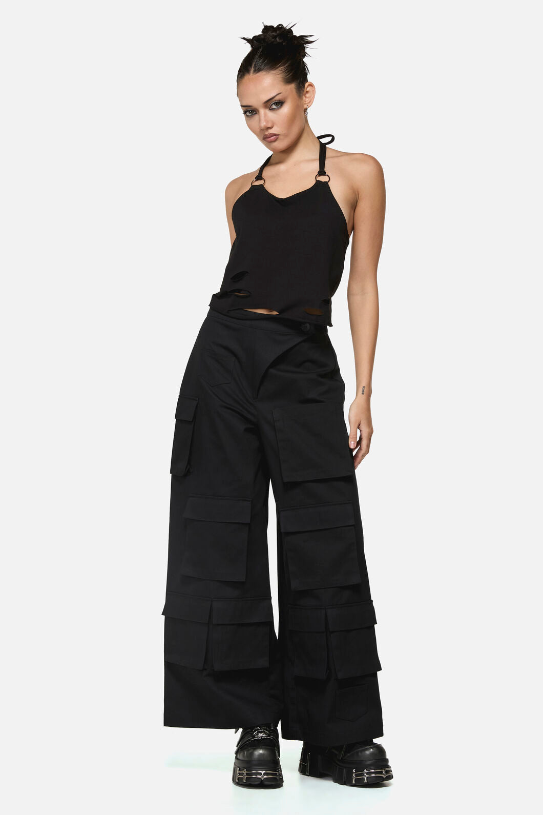 Black Friday - Curse Distressed Halter Tank - black