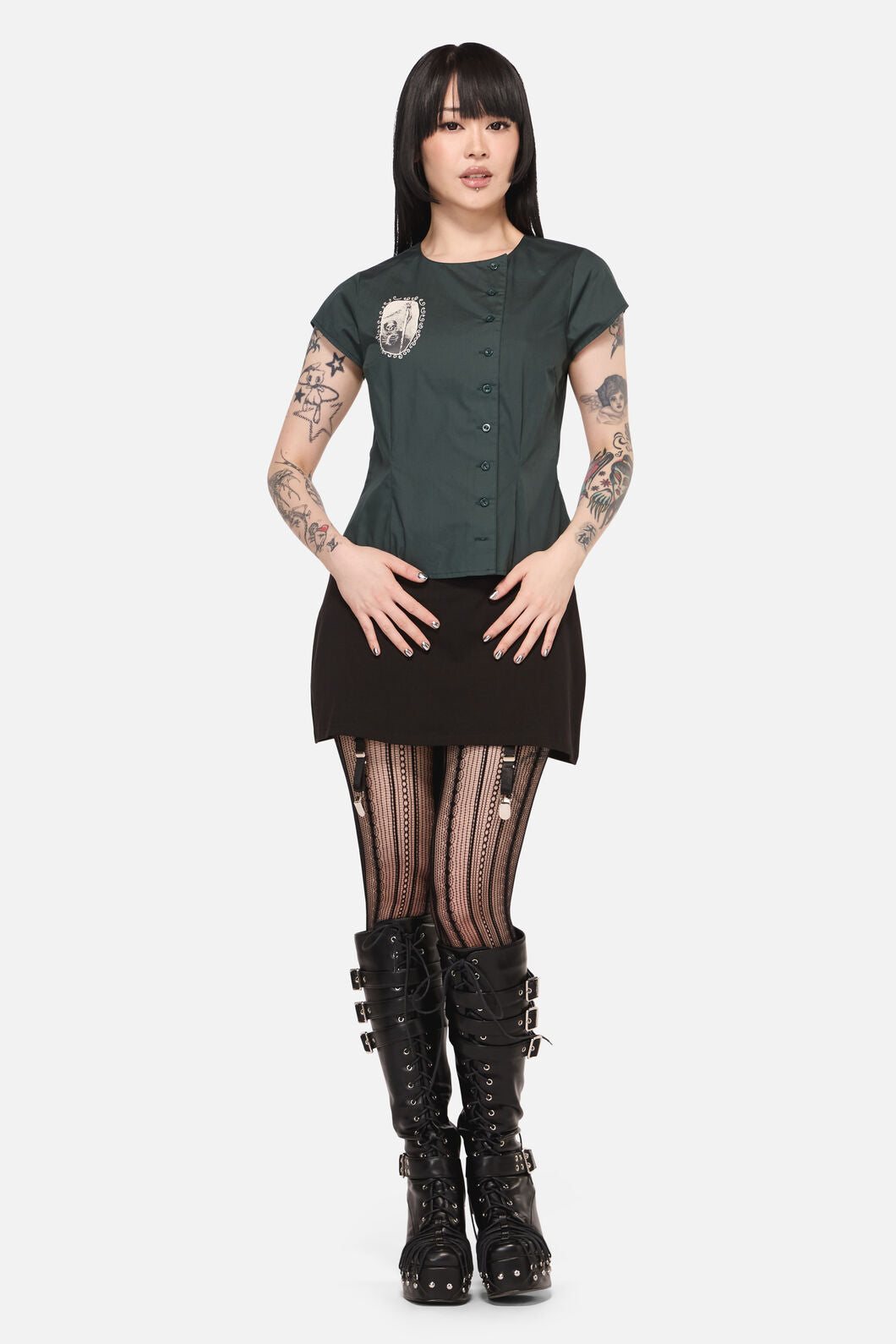 Black Friday - Tabitha Goth Blouse - green