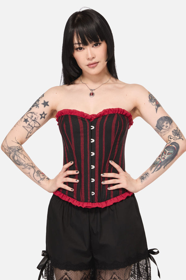 Black Friday - Ritualistic Goth Corset Top - red-black