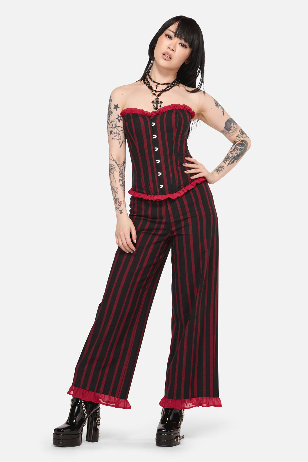 Black Friday - Ritualistic Goth Corset Top - red-black