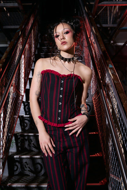 Black Friday - Ritualistic Goth Corset Top - red-black