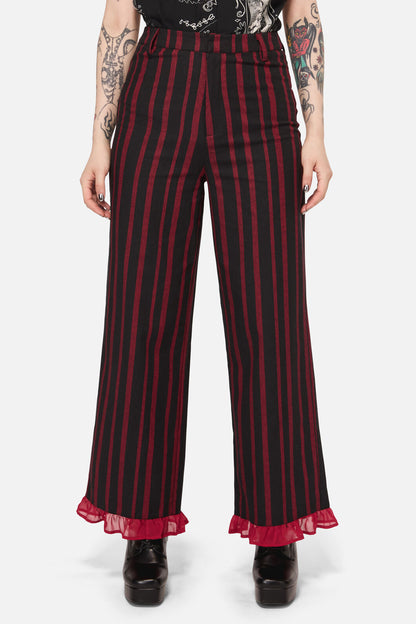 Black Friday - Ritualistic Goth Ruffle Pant - red-black