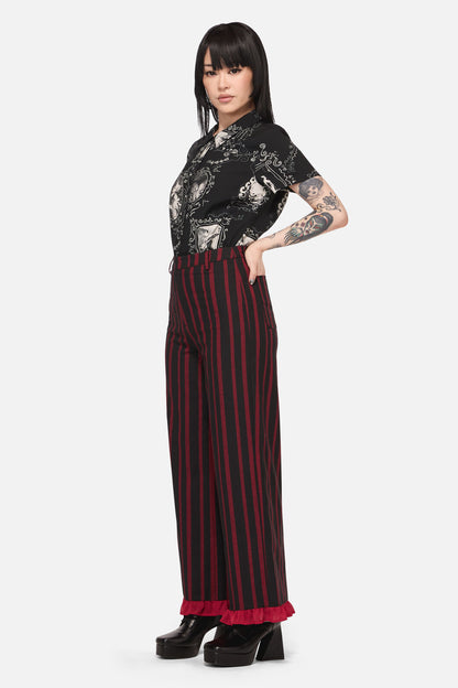 Black Friday - Ritualistic Goth Ruffle Pant - red-black