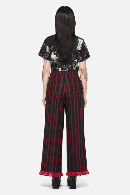 Black Friday - Ritualistic Goth Ruffle Pant - red-black