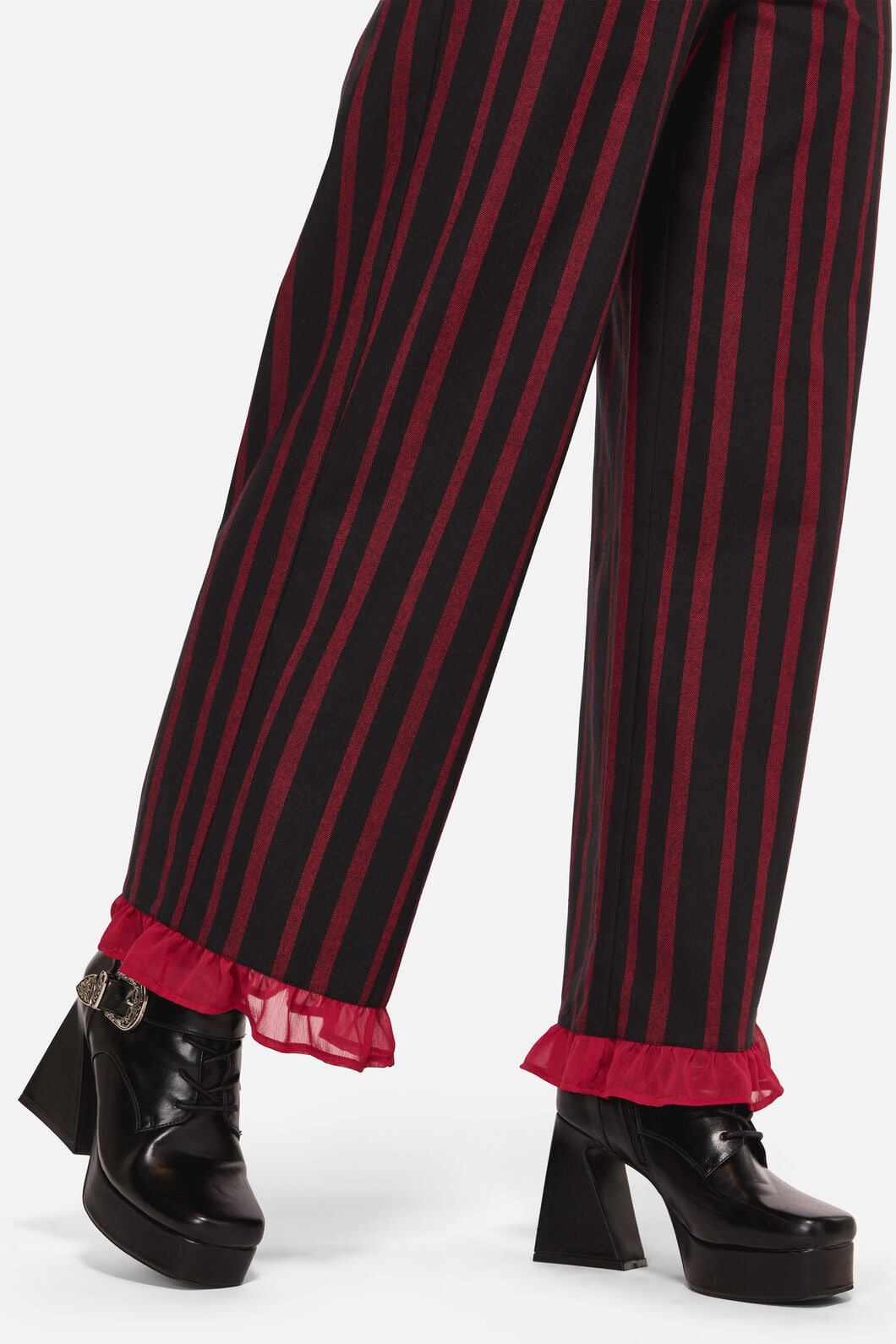 Black Friday - Ritualistic Goth Ruffle Pant - red-black