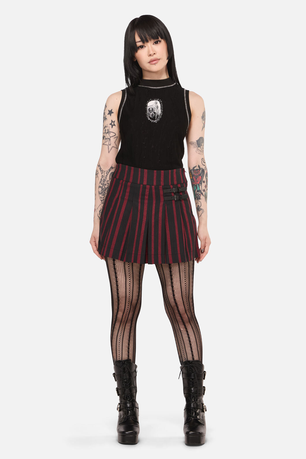 Black Friday - Ritualistic Goth Skort - red-black