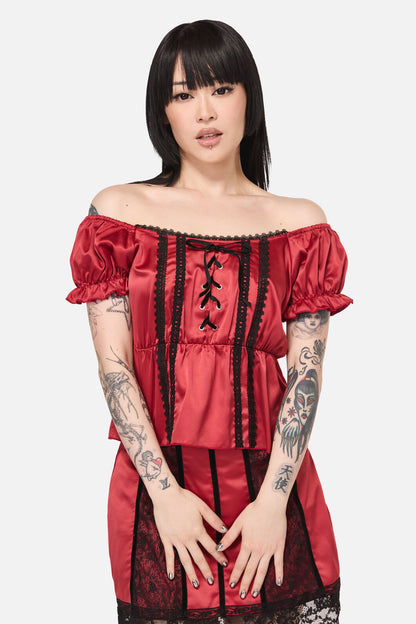 Black Friday - Goodie Goth Babydoll Blouse - red