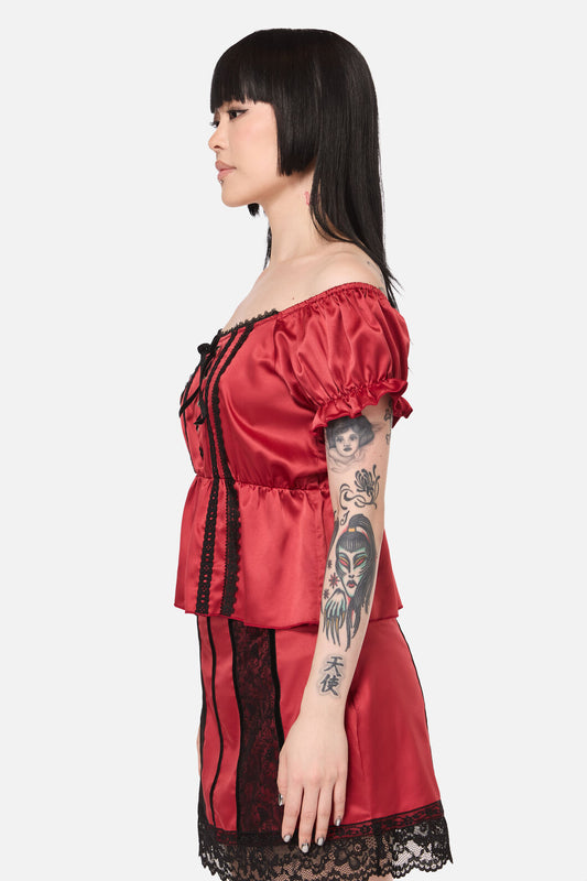 Black Friday - Goodie Goth Babydoll Blouse - red