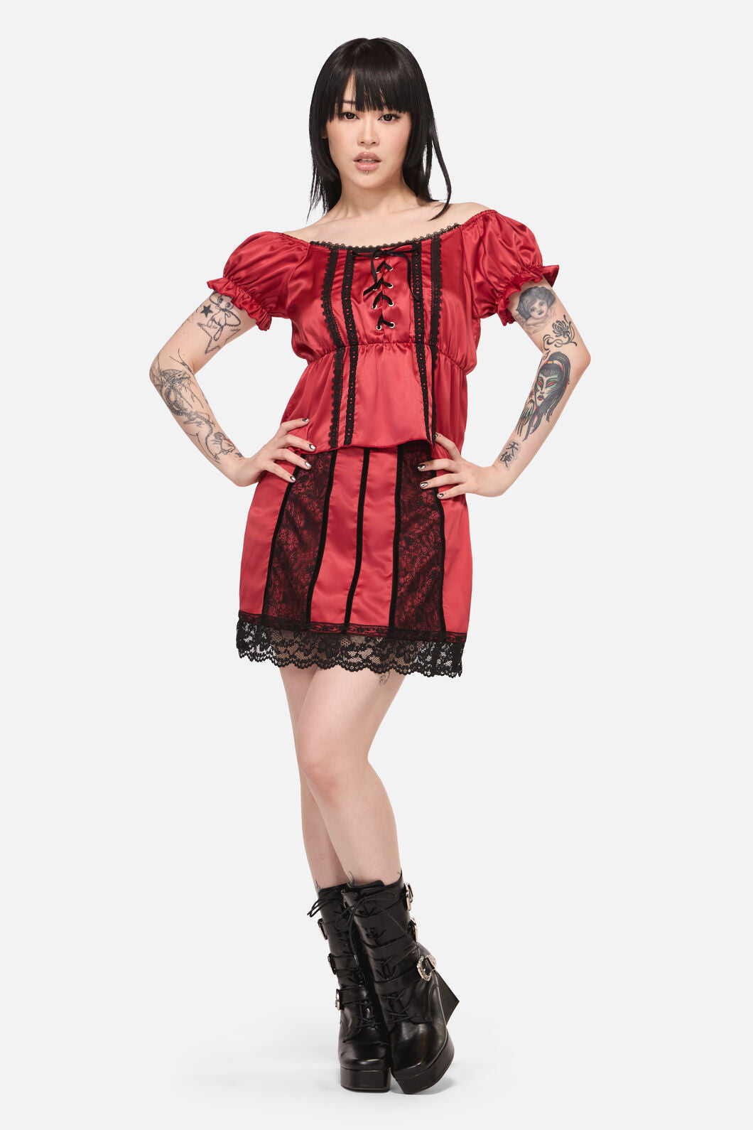 Black Friday - Goodie Goth Babydoll Blouse - red