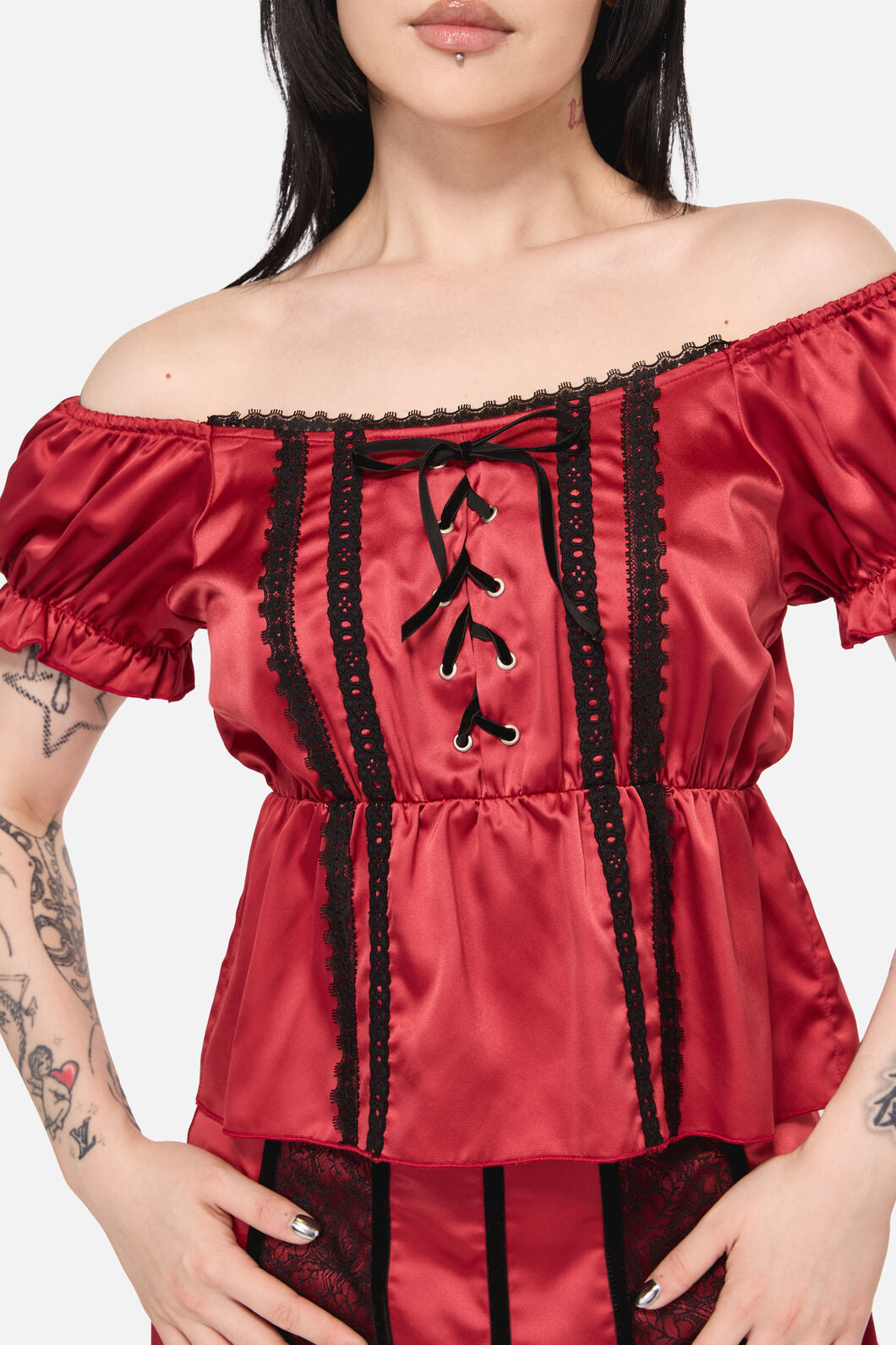 Black Friday - Goodie Goth Babydoll Blouse - red