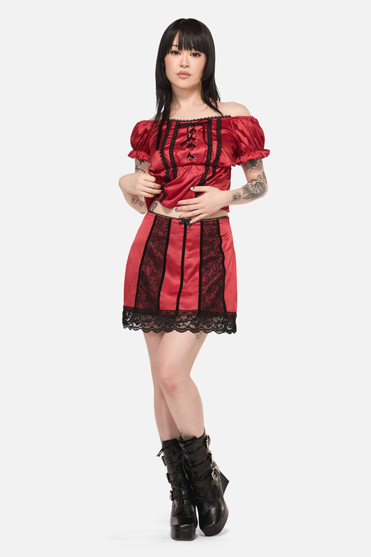 Black Friday - Goodie Goth Lace Trim Skort - red