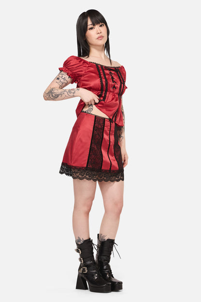 Black Friday - Goodie Goth Lace Trim Skort - red