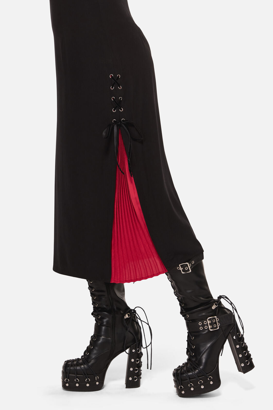 Black Friday - Framed Goth Midi Dress - red-black