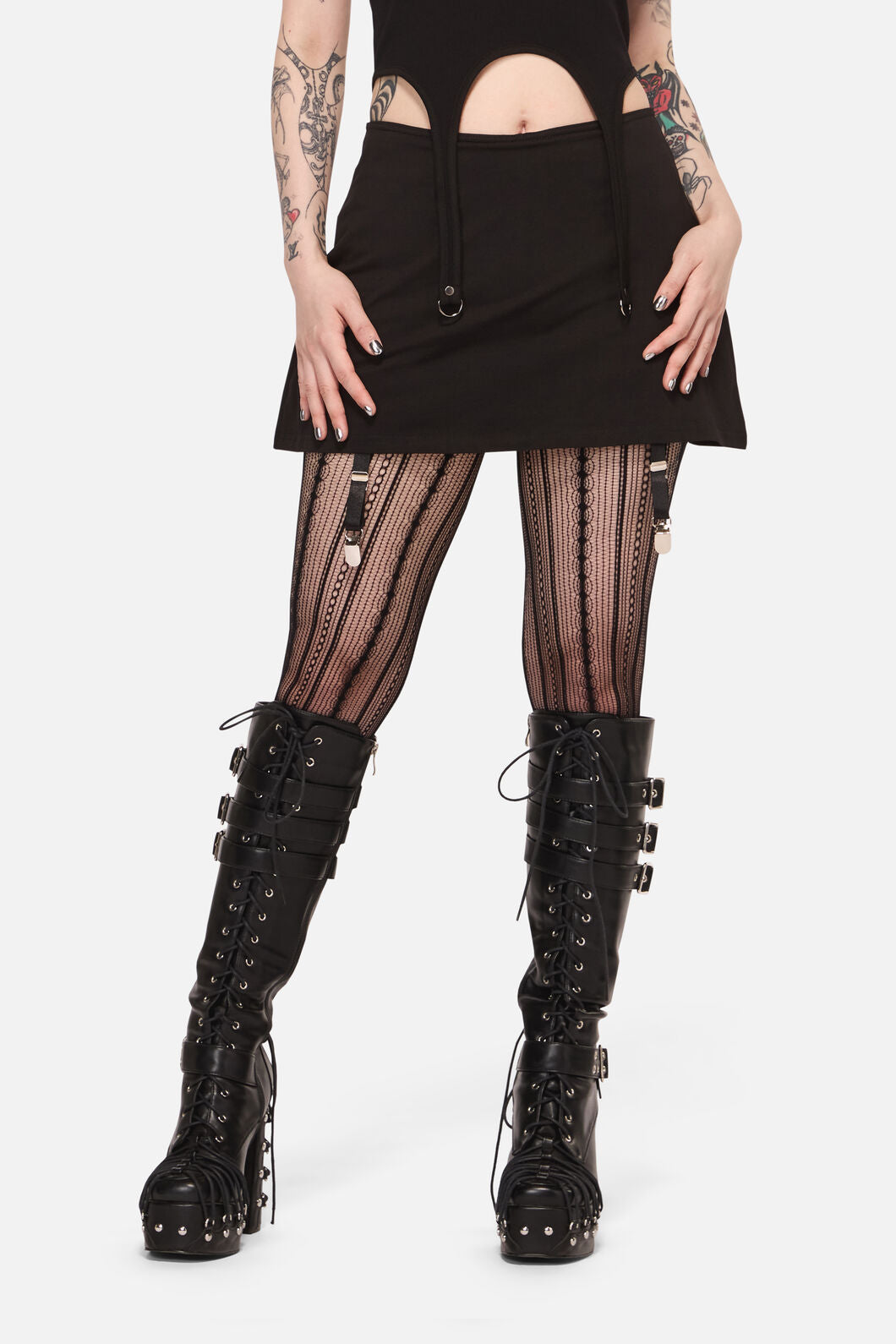 Black Friday - Framed Garter Goth Skort - black
