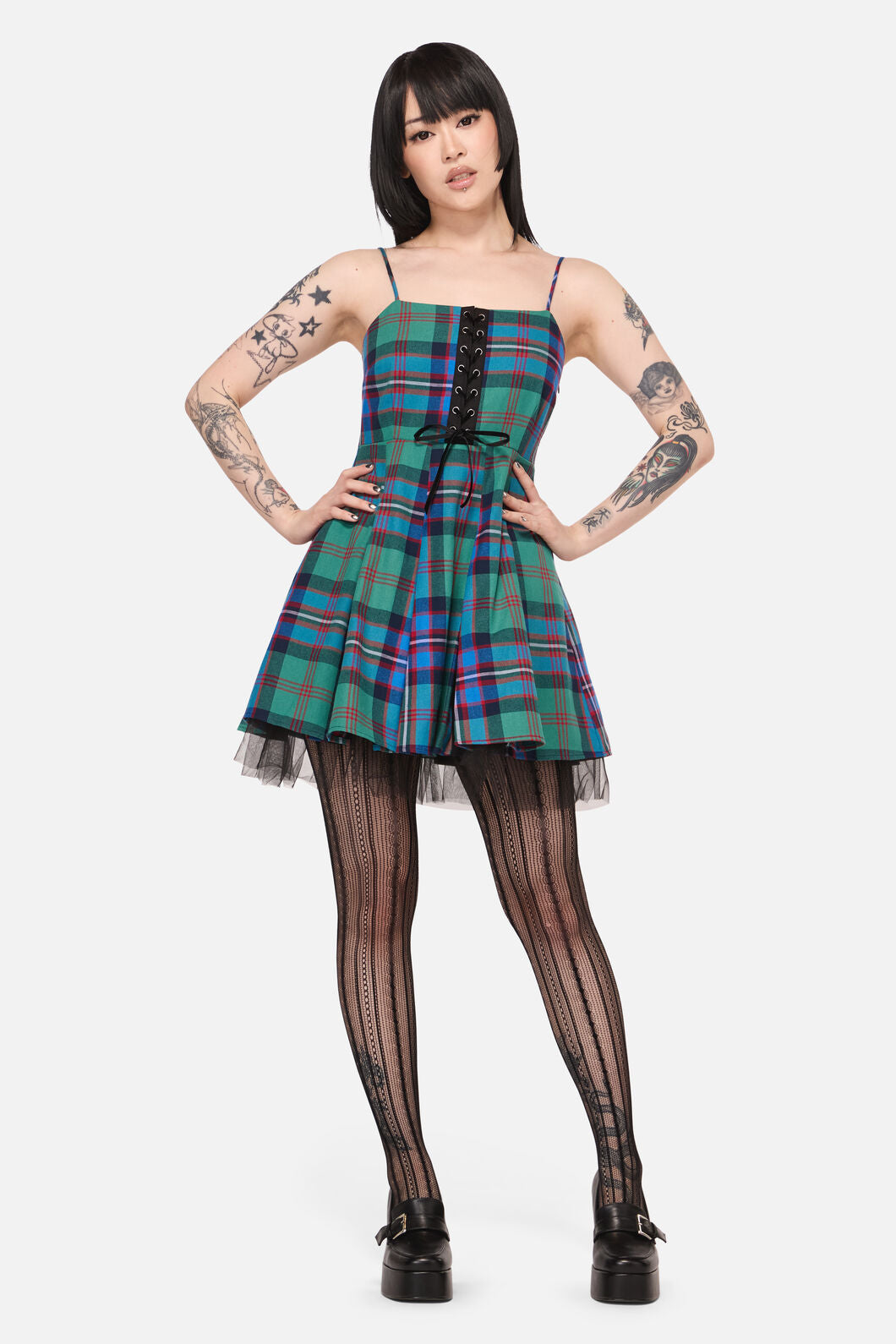 Black Friday - Diablo Goth Tartan Dress - multi