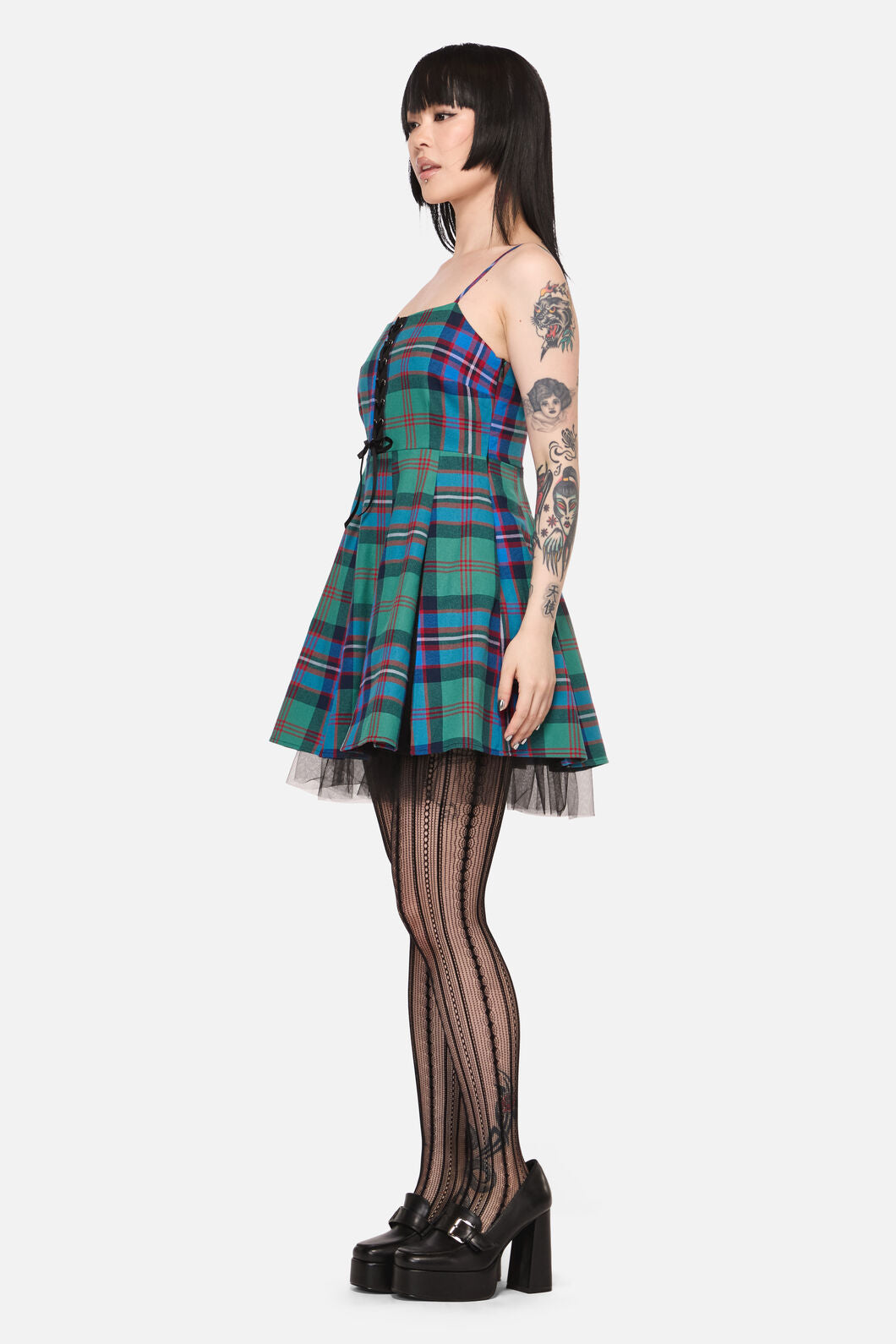 Black Friday - Diablo Goth Tartan Dress - multi