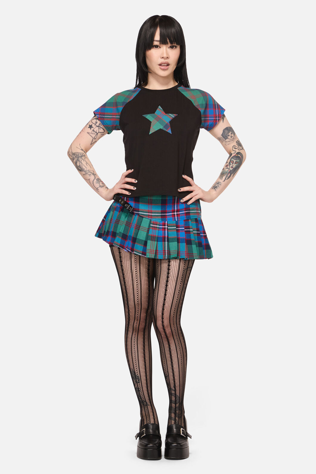 Black Friday - Diablo Goth Tartan Tee - multi