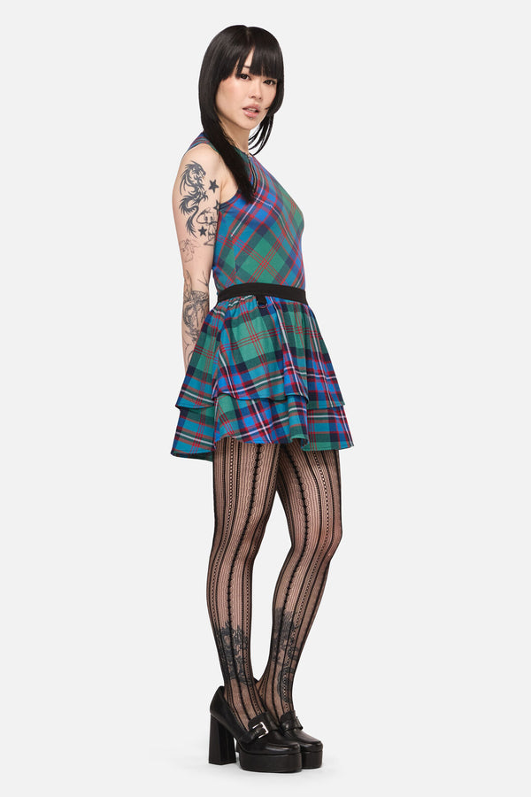 Black Friday - Diablo Goth Tartan Mini Skirt - multi