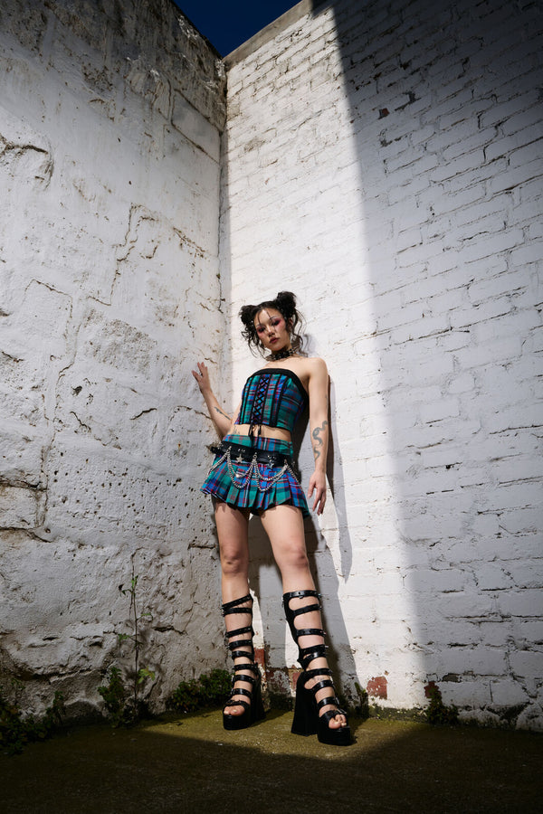Black Friday - Diablo Goth Tartan Corset - multi