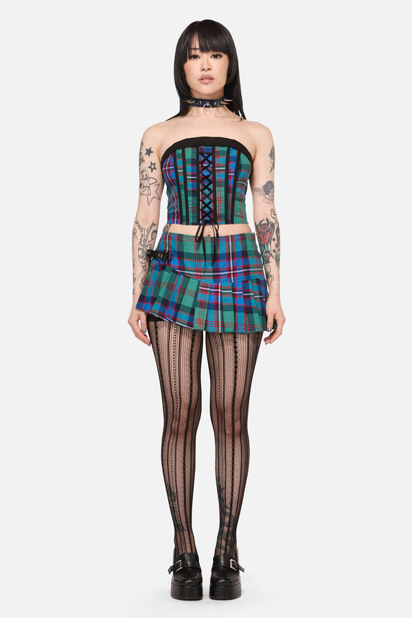 Black Friday - Diablo Goth Tartan Corset - multi