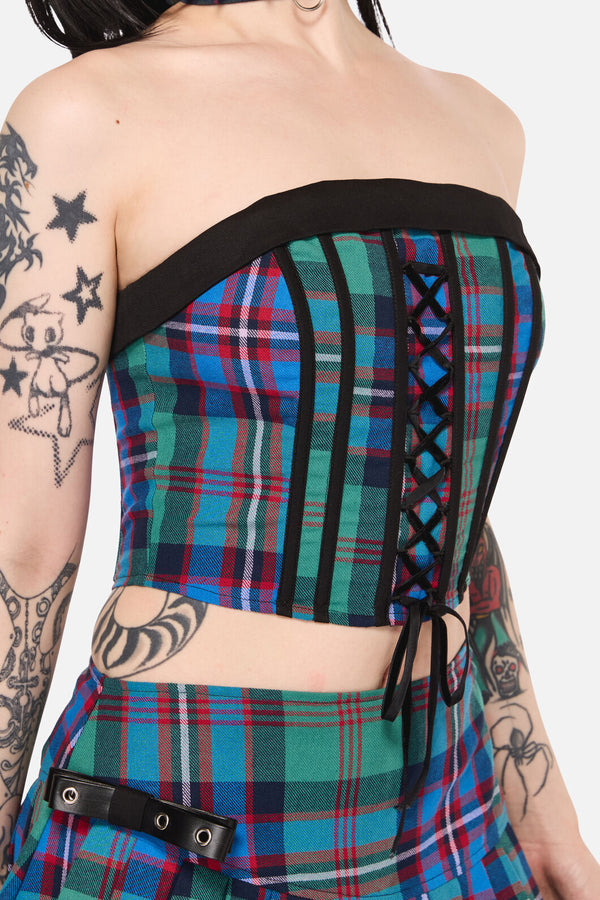 Black Friday - Diablo Goth Tartan Corset - multi