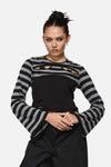 Black Friday - Envy Stripe Cutout Sleeves - black-grey
