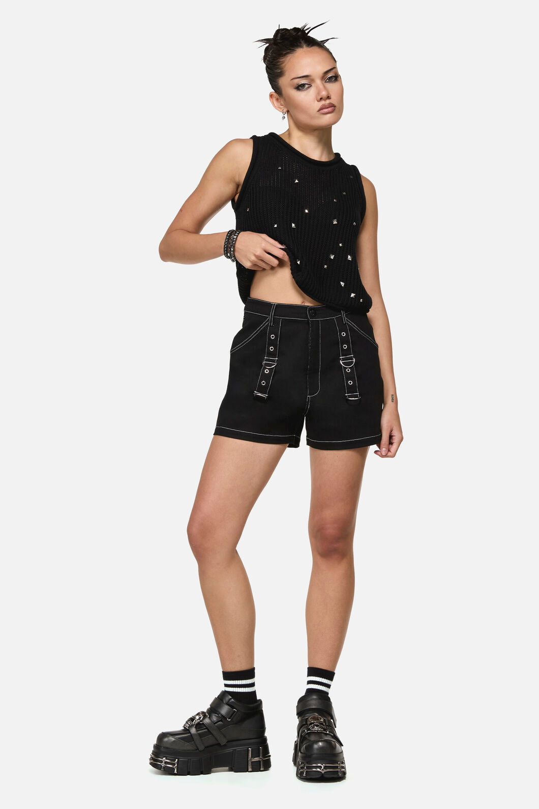 Black Friday - Curse D-Ring Goth Short - black