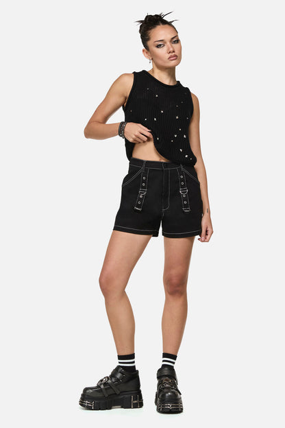 Black Friday - Curse D-Ring Goth Short - black