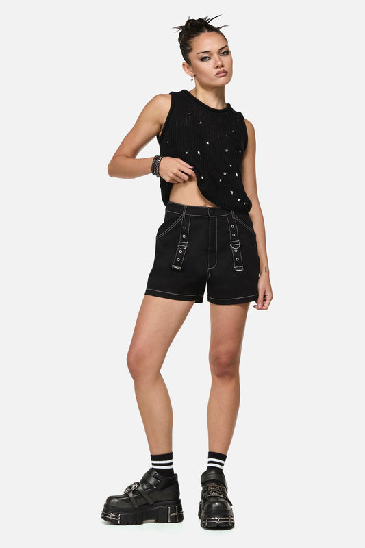 Black Friday - Curse D-Ring Goth Short - black