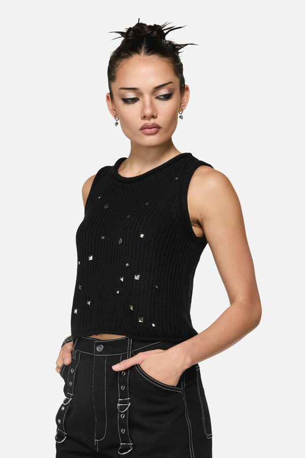 Black Friday - Envy Stud Punk Knit Vest - black