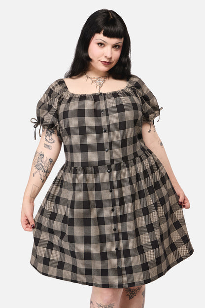 Black Friday - Curve Crypt CheckBabydollDress - black-beige
