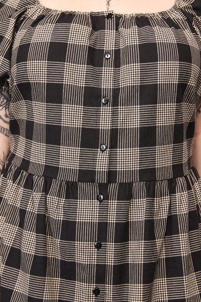 Black Friday - Curve Crypt CheckBabydollDress - black-beige
