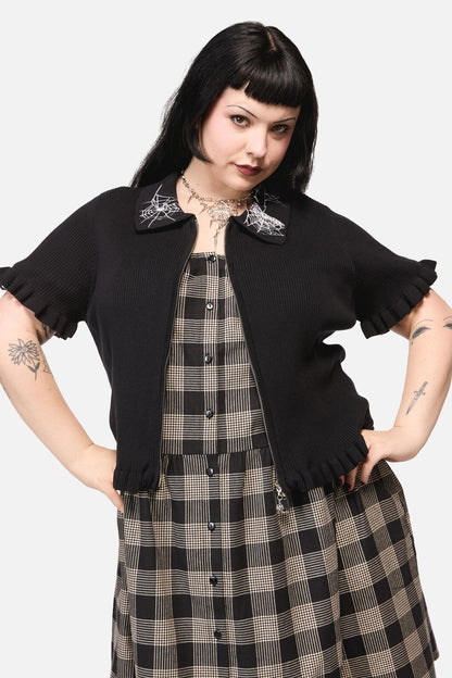 Black Friday - Curve Webbed Zipper Cardi - black