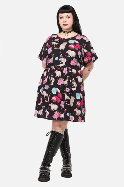 Black Friday - Curve Rat-A-Tat Print Dress - black