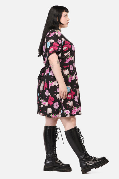 Black Friday - Curve Rat-A-Tat Print Dress - black
