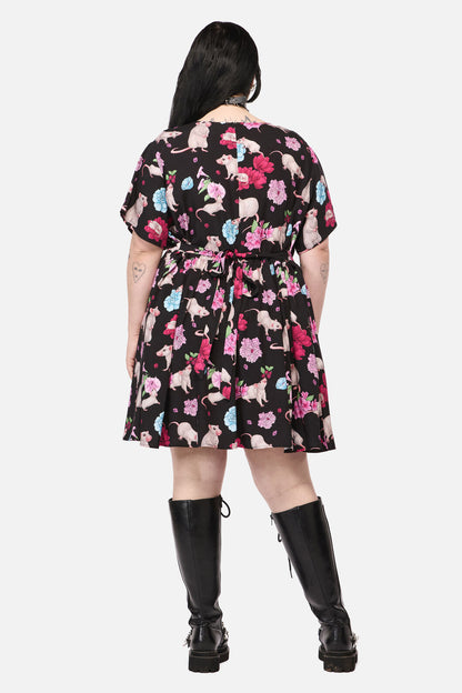 Black Friday - Curve Rat-A-Tat Print Dress - black