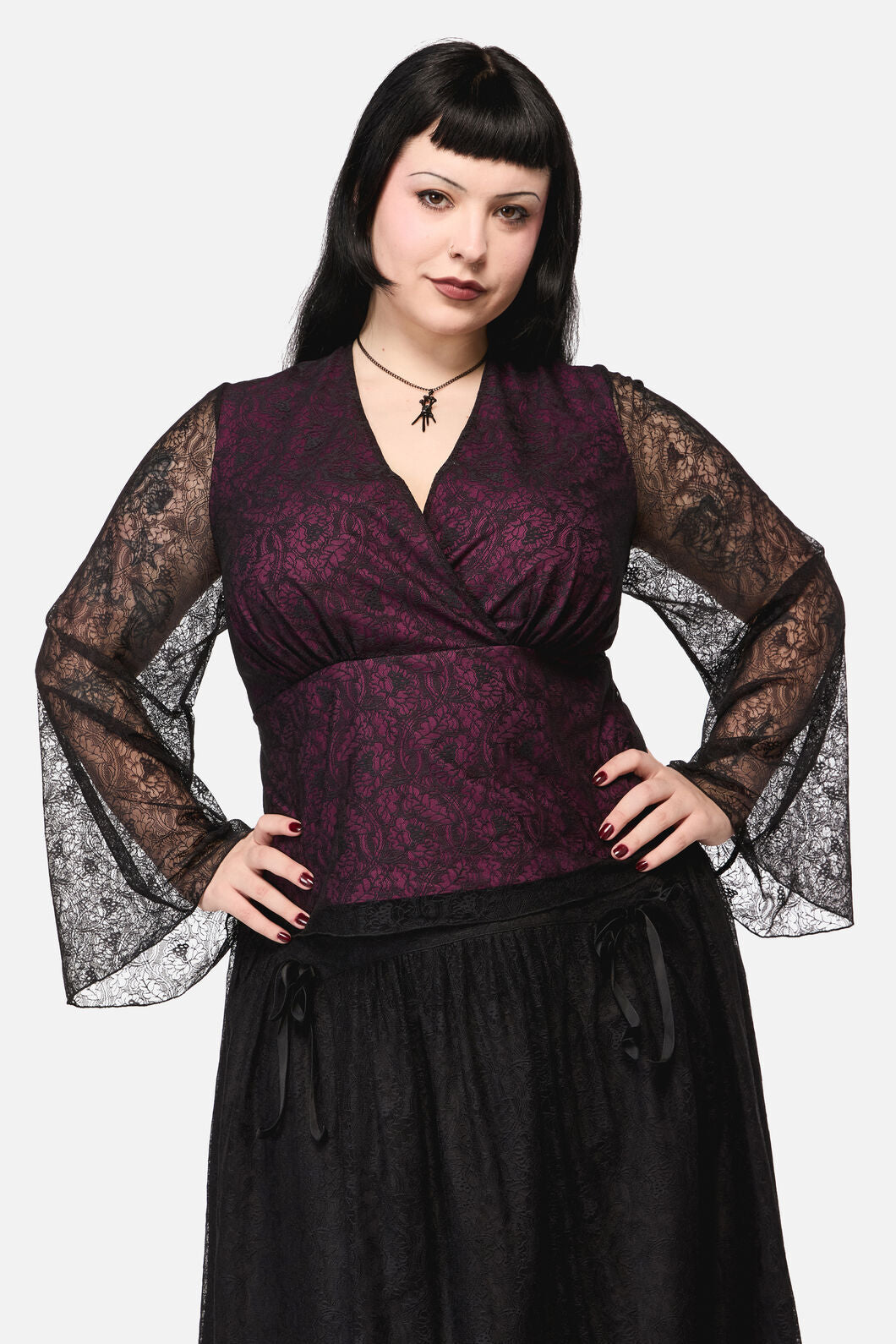 Black Friday - Curve Fiona Lace Top - black