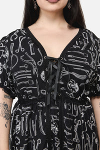 Black Friday - Curve Barbaric Print Goth Dress - black-white