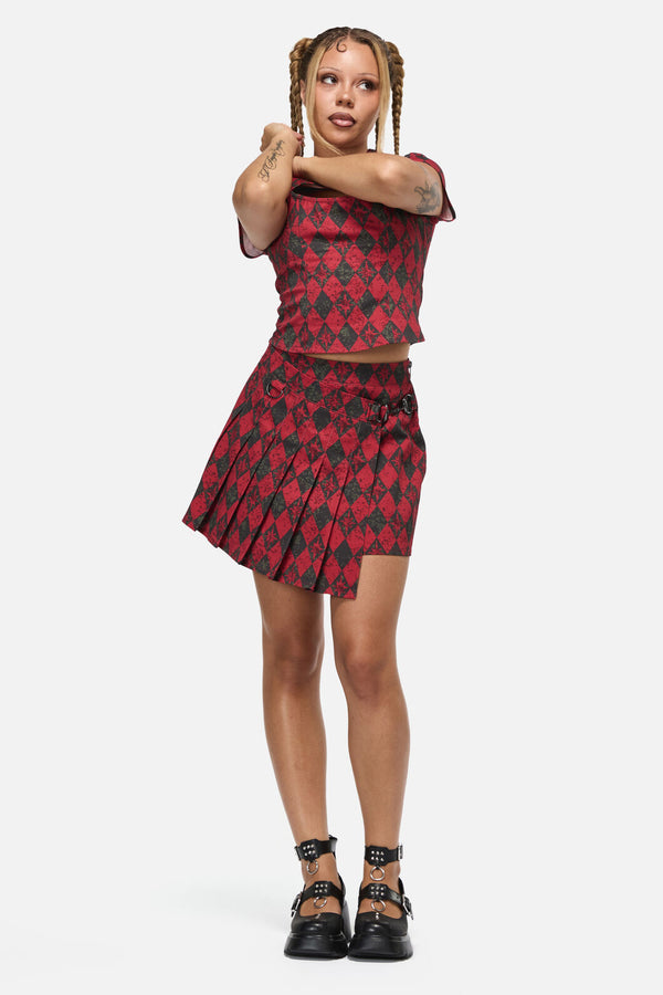Black Friday - The End Goth Skirt - black-red