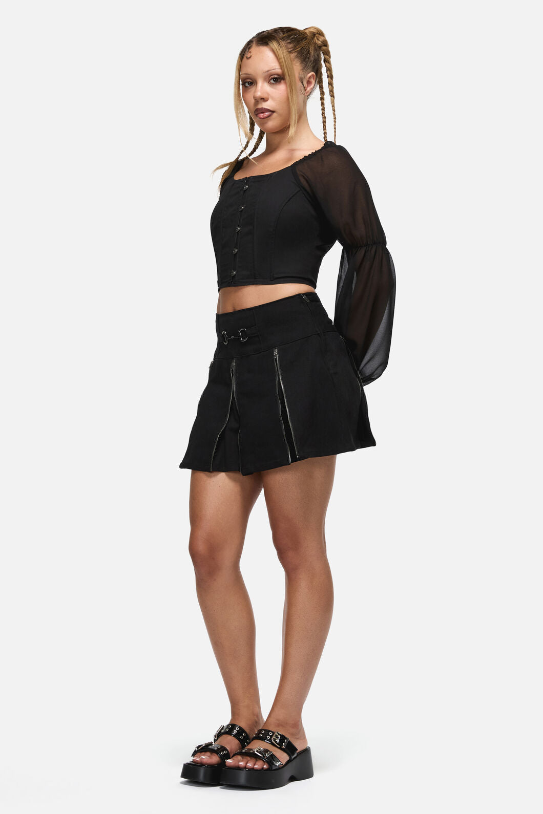 Black Friday - Dystopia Goth Buckle Skort - black
