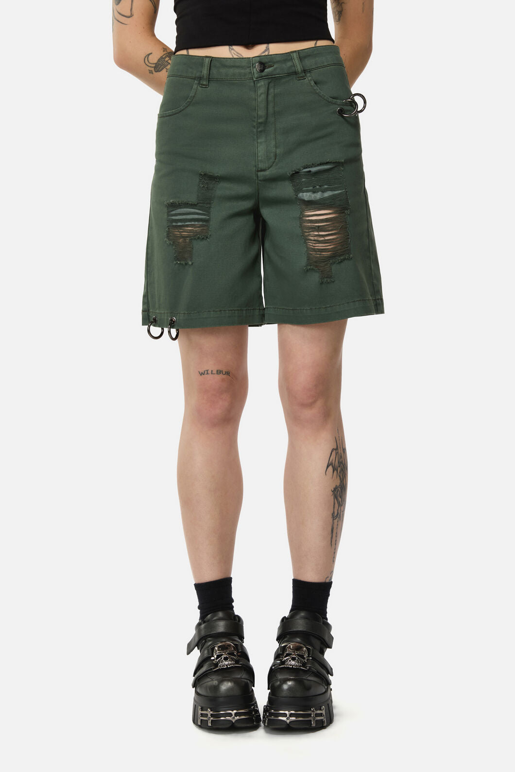 Black Friday - Pestilence Goth Trim Short - olive